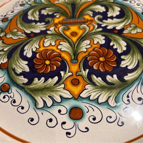 Nova Deruta Hand Painted Ceramic Serving Platter w/Handles 13.25” x 12” x 1” EUC - Picture 3 of 9